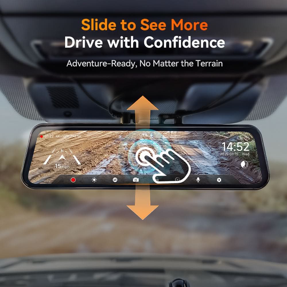 WOLFBOX G900 TriPro Bumper Version 3 Channel Rearview Mirror Dash