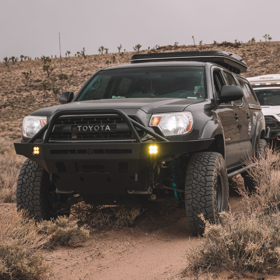 Tacoma Overland Series Front Bumper / 2nd Gen / 2005-2011 | 30" Light Bar Cutout | Full-Height Bull Bar w/ Headlight Hoops | Raw - Unfinished