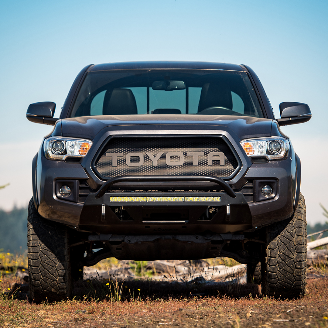 Tacoma Front Lo-Pro Winch Bumper / 3rd Gen / 2016-2023 | 30" Light Cutout | Mid-Height Bull Bar | Raw - Unfinished