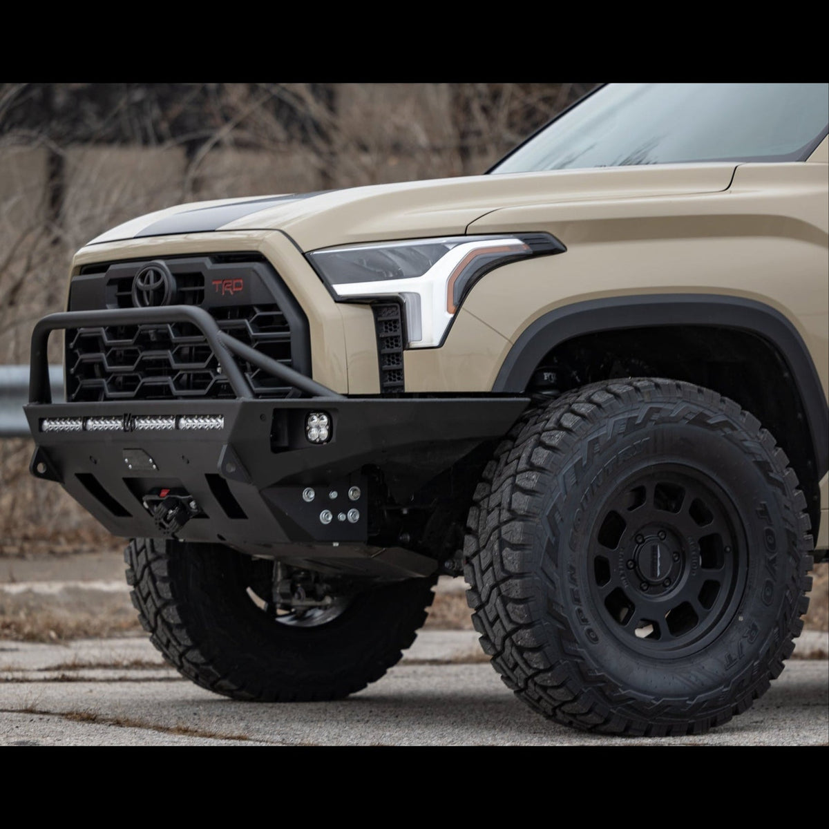 Tundra Overland Series Front Bumper / 3rd Gen / 2022+ | Mid-Height Bull Bar w/Tube Gussets | Raw - Unfinished