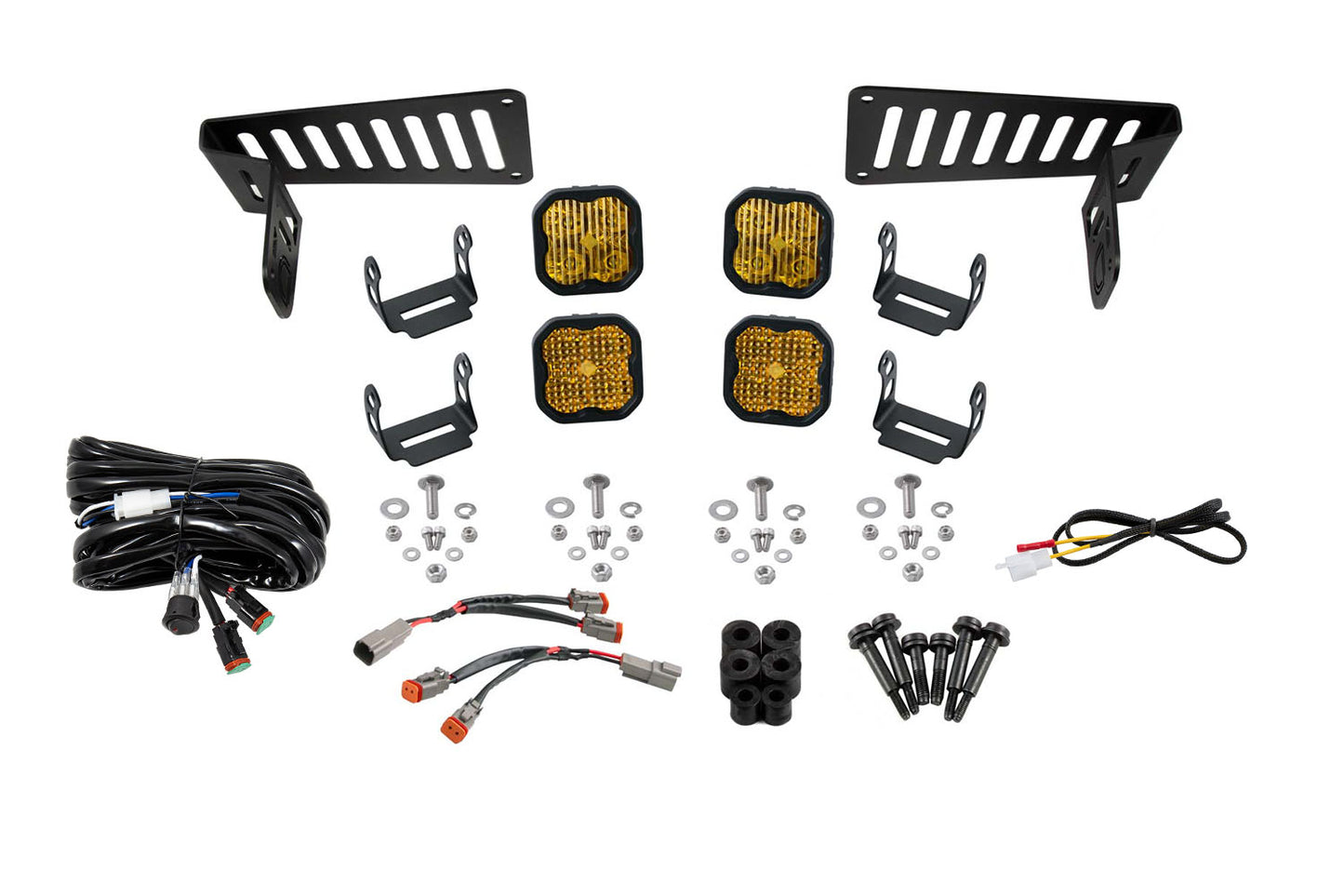SS3 Cowl LED Bracket Kit for 2018-2026 Jeep JL Wrangler/Gladiator  Yellow Sport