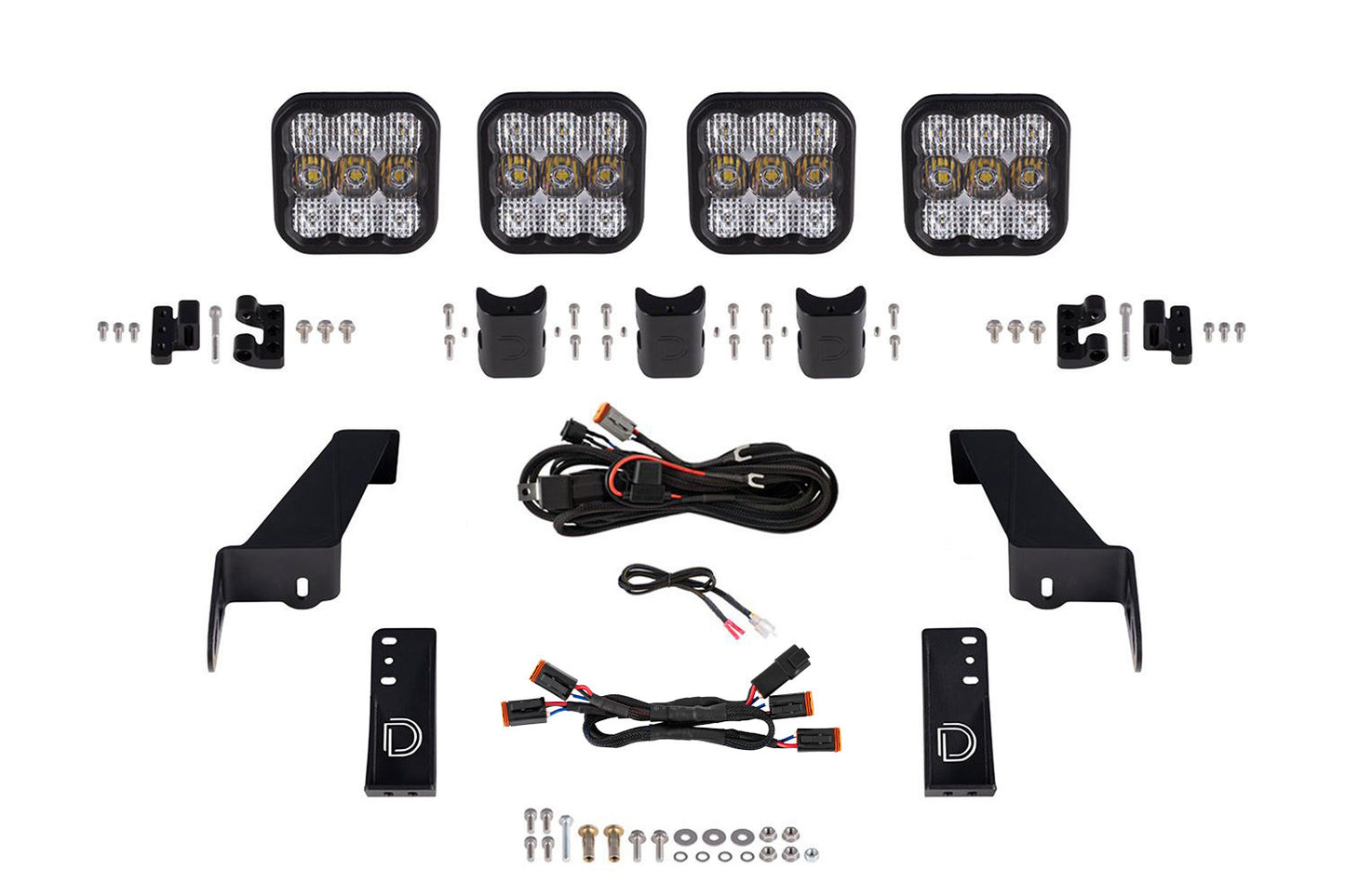 Jeep JL SS5 4-Pod CrossLink Grille Lightbar Kit  Sport White Combo