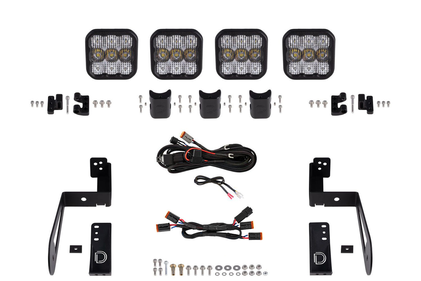 Jeep JK SS5 4-Pod CrossLink Grille Lightbar Kit  Sport White Combo