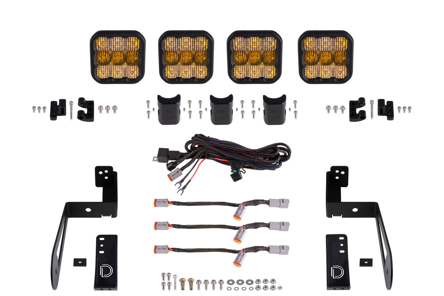 Jeep JK SS5 4-Pod CrossLink Grille Lightbar Kit  Sport Yellow Combo