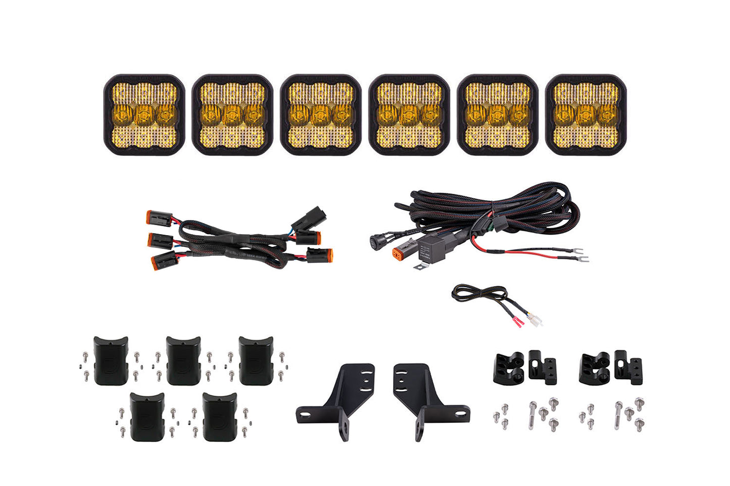 Bronco SS5 6-Pod CrossLink Grille Lightbar Kit  Sport Yellow Combo