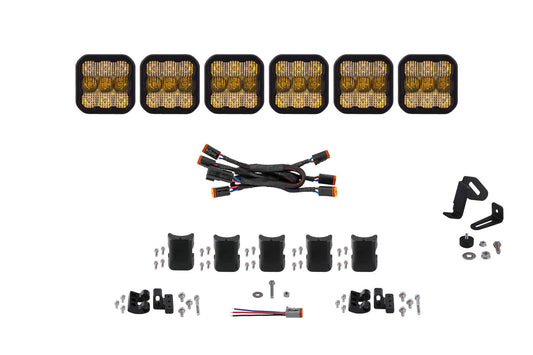 SS5 Pro Universal CrossLink 6-Pod Lightbar Yellow Combo