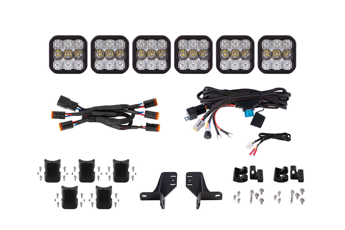 Bronco SS5 6-Pod CrossLink Grille Lightbar Kit  Pro White Combo