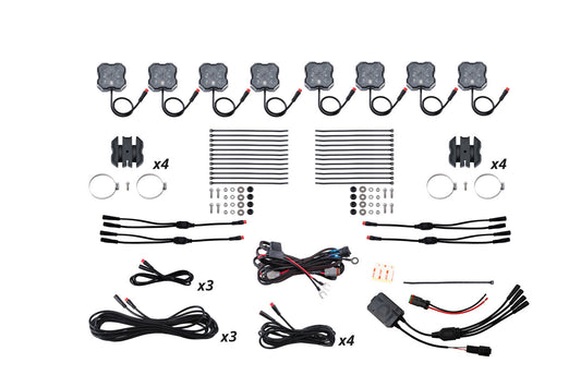 Stage Series SXS Rock Light Installer Kit  RGBW M8 w/Controller (8-pack)