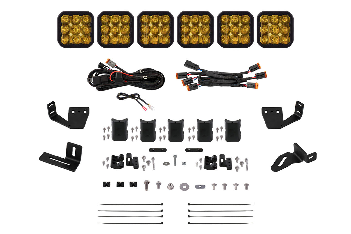 SS5 6-Pod CrossLink Mounting Kit for Prinsu/Sherpa Roof Racks  Sport Yellow Driving