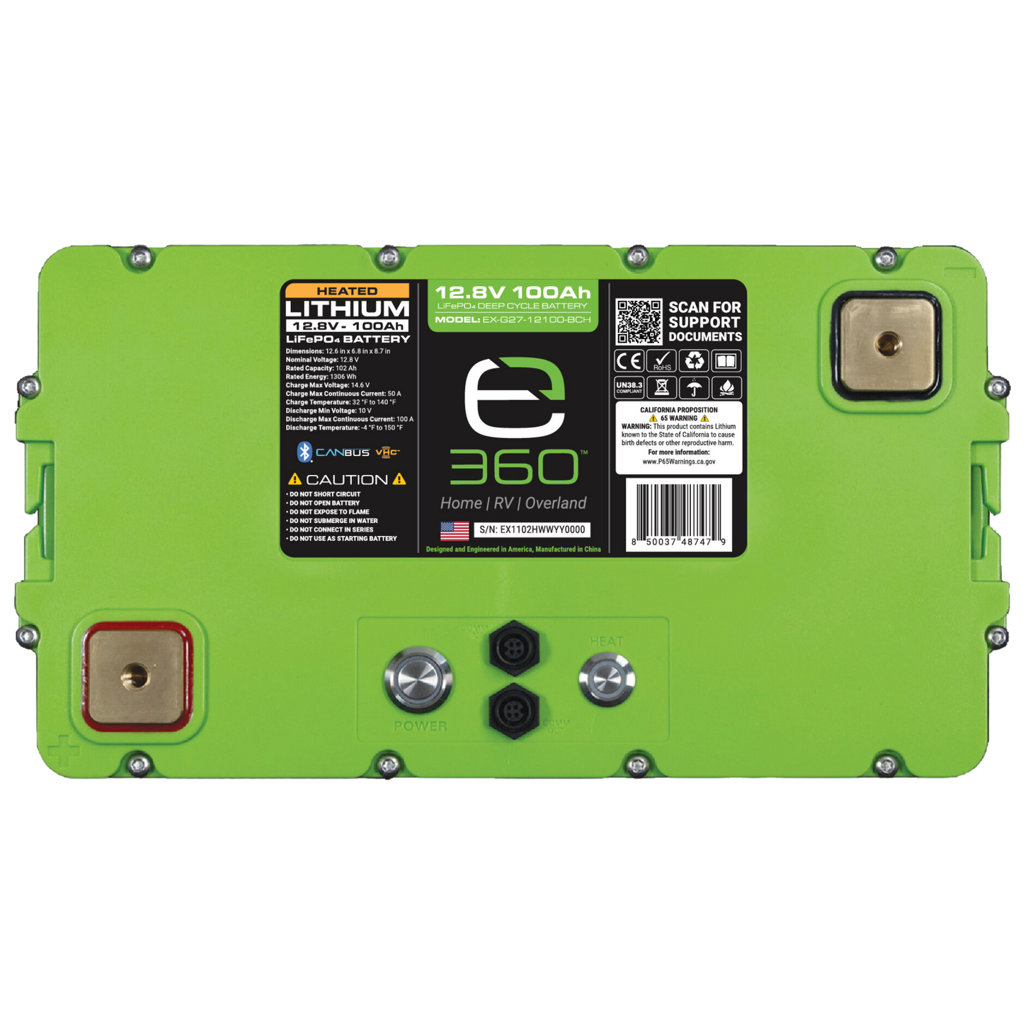 12V 100Ah LiFePO4 Lithium Battery – Group 27, SmartTalk™ & VHC™