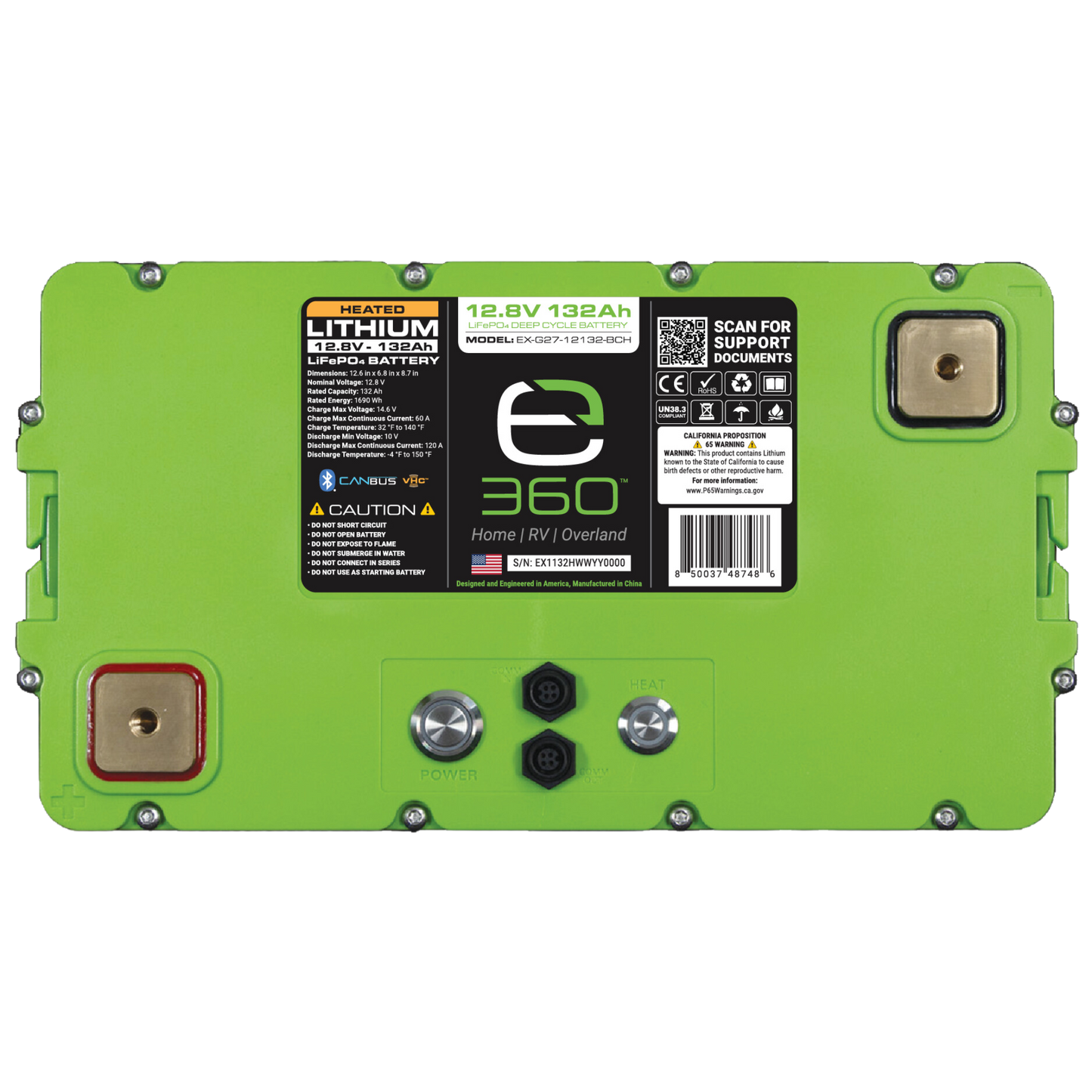 12V 132Ah LiFePO4 Lithium Battery – Group 27, SmartTalk™ & VHC™