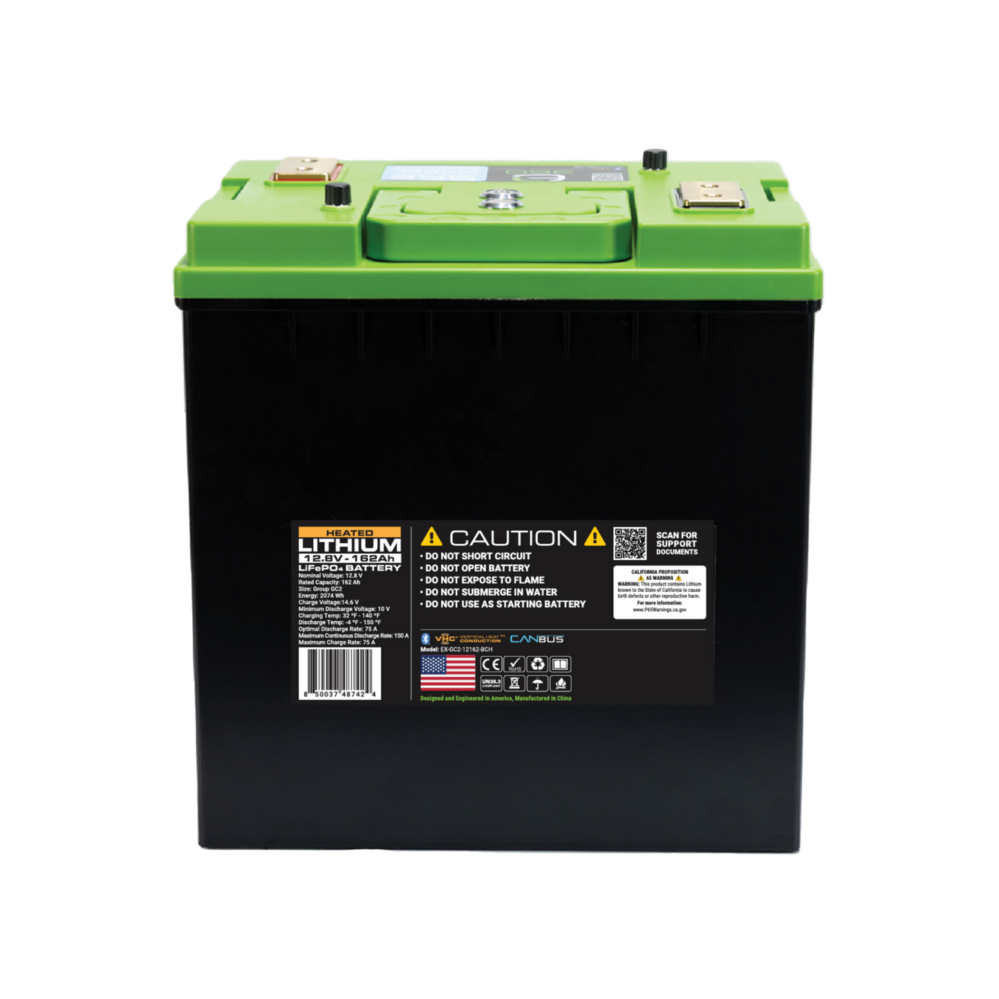 12V 162Ah LiFePO4 Lithium Battery – GC2, SmartTalk™ & VHC™ | Expion360