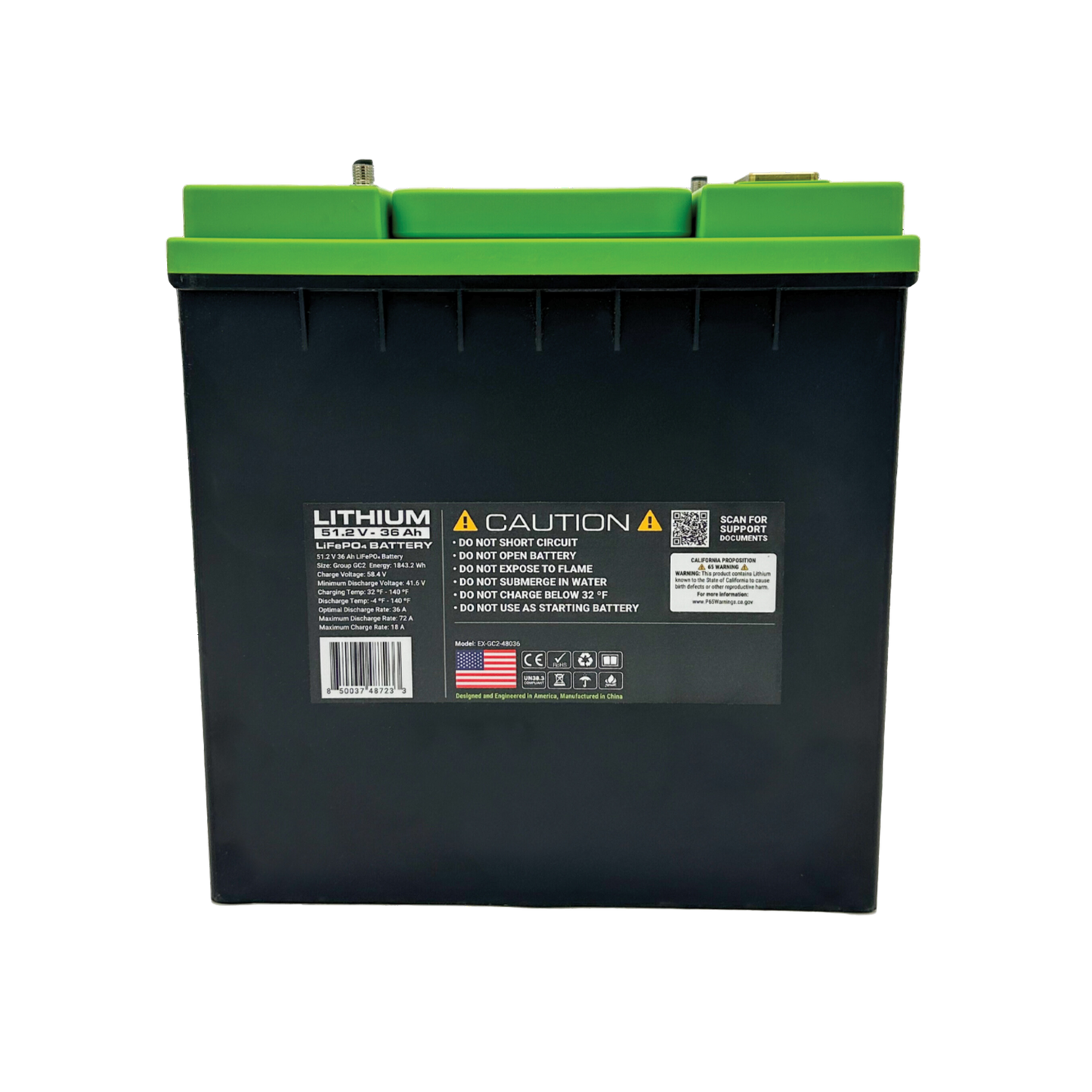 48V 36Ah GC2 LiFePO4 Lithium Battery - SmartTalk™