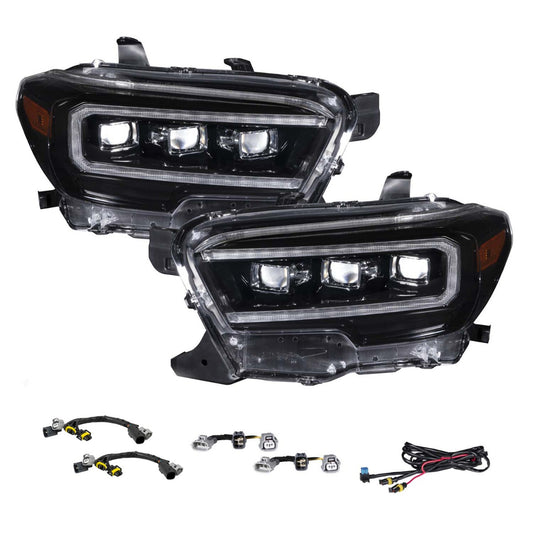 2016-2023 Toyota Tacoma LED Projector Headlights with Selectable DRL Chrome (pair)