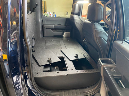 Ford Super Duty Ford - F250-F350 - 2023-Present - 5th Gen. Crew Cab - Second Row Seat Delete Plate System with Factory B&O Subwoofer Center Wall with Exterior Port