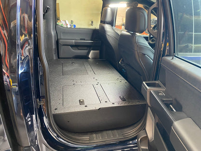 Ford Super Duty Ford - F250-F350 - 2023-Present - 5th Gen. Crew Cab - Second Row Seat Delete Plate System with Factory B&O Subwoofer Center Wall with Exterior Port