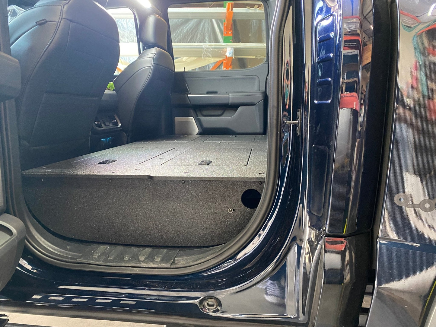 Ford Super Duty Ford - F250-F350 - 2023-Present - 5th Gen. Crew Cab - Second Row Seat Delete Plate System with Factory B&O Subwoofer Center Wall with Exterior Port