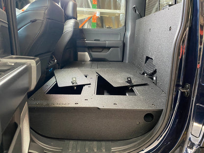 Ford Super Duty Ford - F250-F350 - 2023-Present - 5th Gen. Crew Cab - Second Row Seat Delete Plate System with Factory B&O Subwoofer Center Wall with Exterior Port