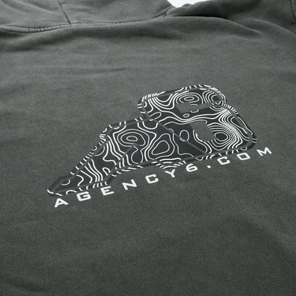 Hooded Sweatshirt - A6 Topographic Logo - Pigment Black