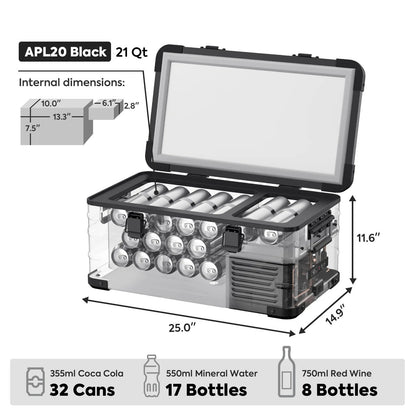 APL20 Light Duty Aluminum Black Freezer Single Zone | ICECO | 20 LT