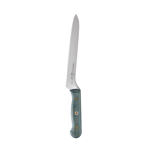 Custom Blue Scalloped Offset Knife - 8"