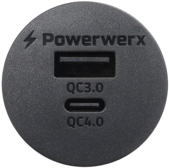 Powerwerx Panel Mount Combination USB QC3.0 and Type-C QC4.0 Fast Device Charger