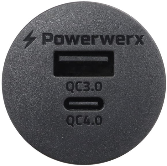 Powerwerx Panel Mount Combination USB QC3.0 and Type-C QC4.0 Fast Device Charger