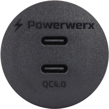 Powerwerx Panel Mount Dual USB Type C QC4.0 Fast Device Charger