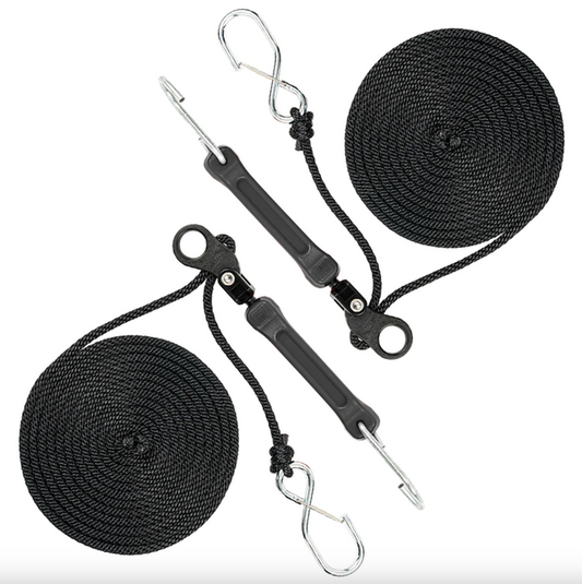 Perfect Tie Down - 12' Rope Lock Tie Down w/Bungee - Black - 2 Pack