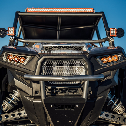 pair pack of quattro led lights mounted on a polaris