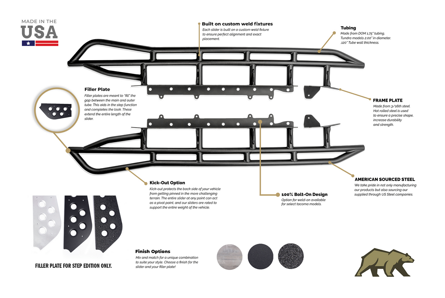 2014-2024 TOYOTA TUNDRA STEP EDITION ROCK SLIDERS