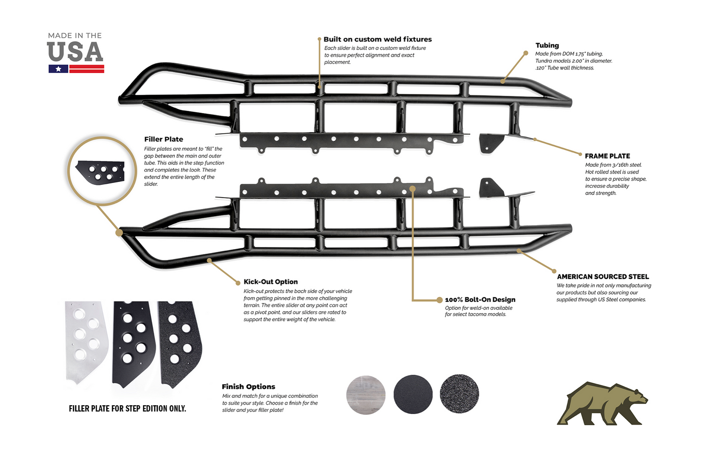 2003-2009 TOYOTA 4RUNNER TRAIL EDITION BOLT ON ROCK SLIDERS