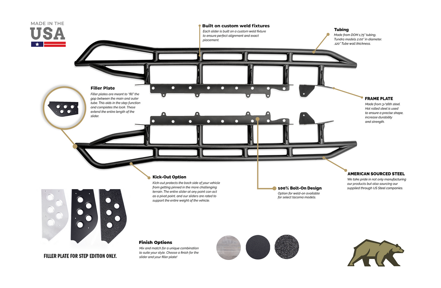 2014-2024 TOYOTA TUNDRA TRAIL EDITION ROCK SLIDERS