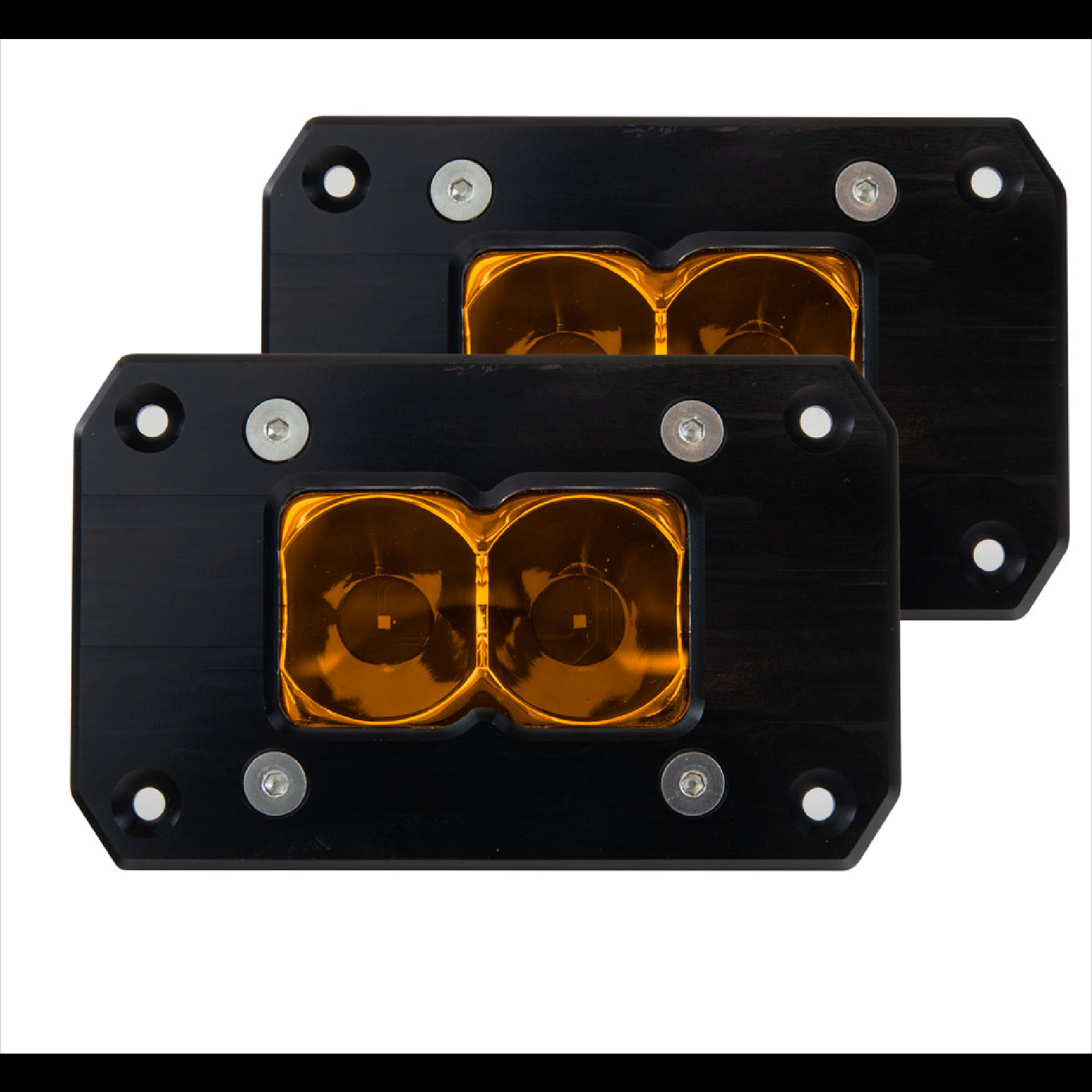 studio shot of heretics pair back of amber flush mount ba-2s