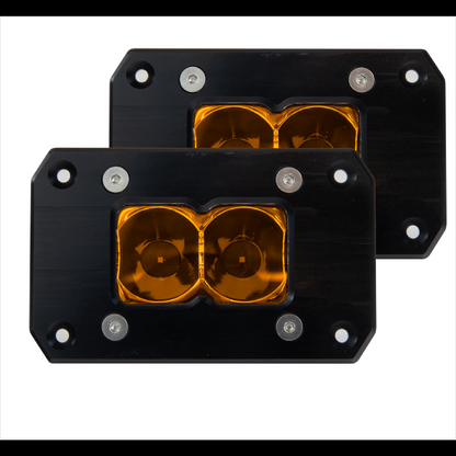 studio shot of heretics pair back of amber flush mount ba-2s