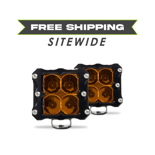 Quattro Amber LED Pod Light- 2 Pack w/harness